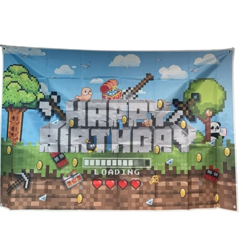 MINECRAFT Pixelated Birthday Party Supplies Set